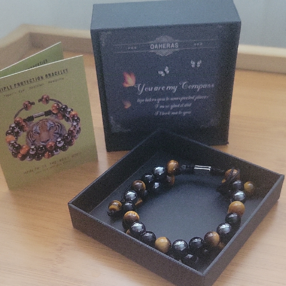 Natural Tiger Eye Black Obsidian Hematite 8mm Stone Bead Energy Crystal Braclet